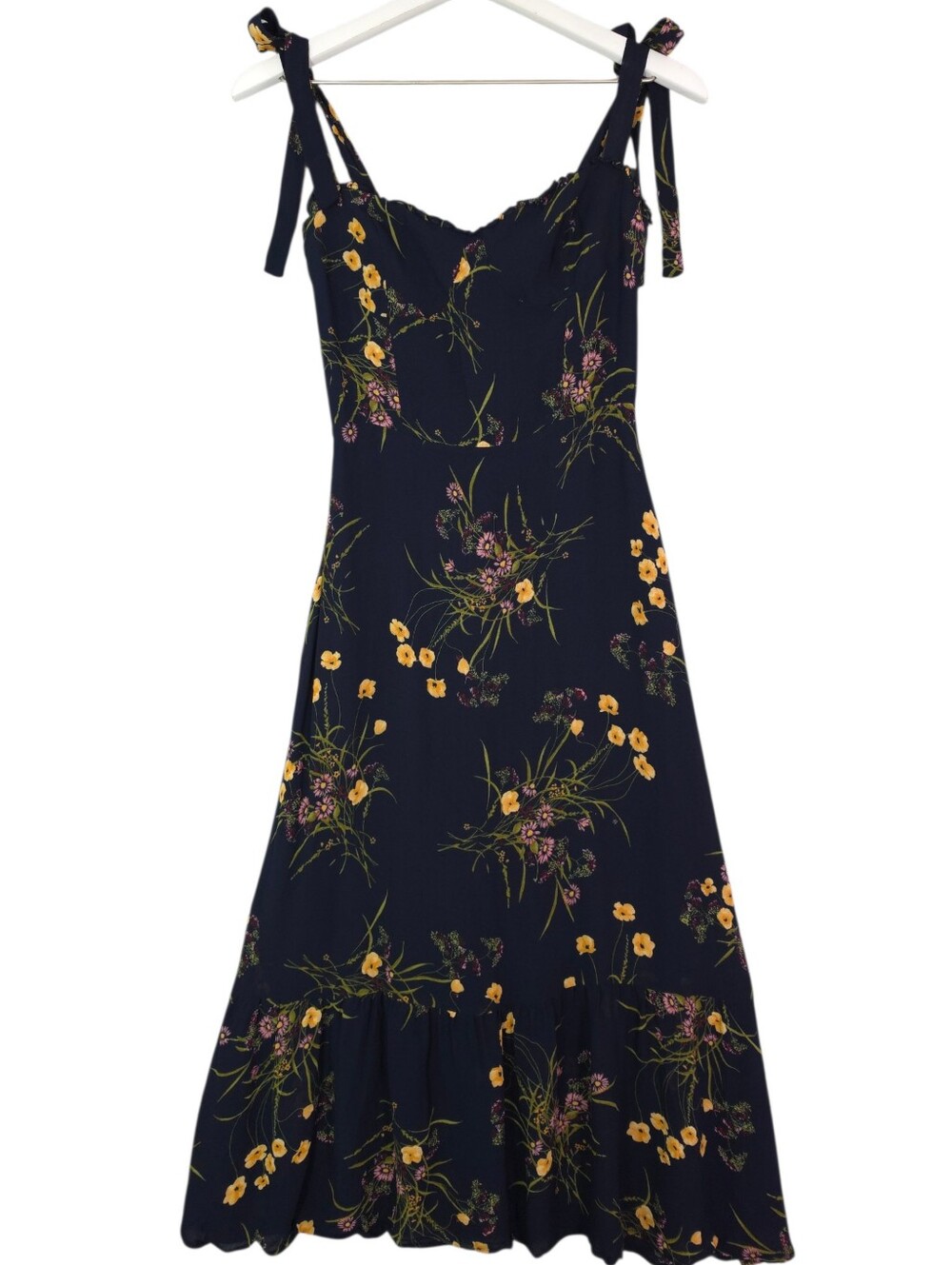Reformation Nikita Navy Blue Midi Dress‎ in Mademoiselle - Picture 4 of 12